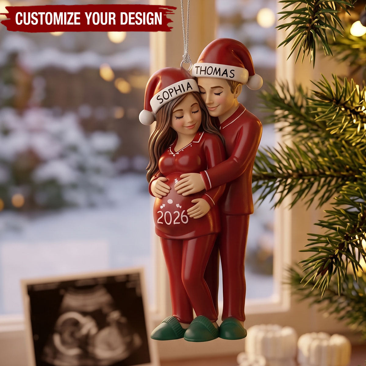 See You In 2026 - Personalized Pregnant Couple Christmas Ornament