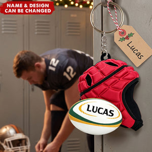 Rugby Christmas Keychain, Custom Rugby Keychain, Rugby Lover Gift, Christmas Gift