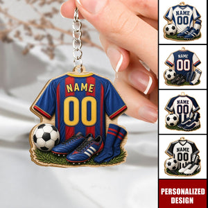 Personalized Wooden Soccer Keychain, Goal Scorer Gift, Youth League, Soccer Cleats, Winter Match, Team Jersey