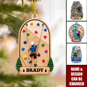 Personalized Indoor Outdoor Rock Climber Ornament, Climbing Christmas Ornaments
