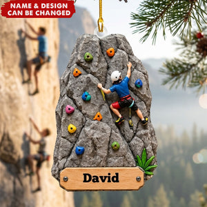 Personalized Indoor Outdoor Rock Climber Ornament, Climbing Christmas Ornaments