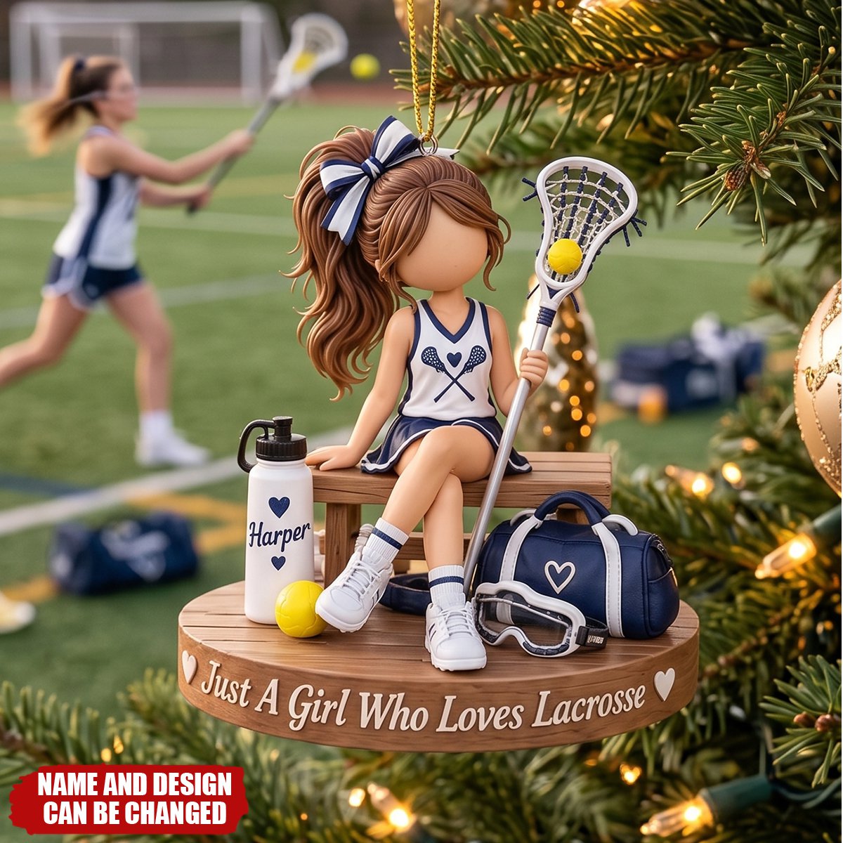 Personalized Acrylic Lacrosse Ornament, Custom Lacrosse Girl Gift For Daughter