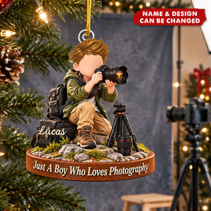 Photography Boy  Acrylic Ornament, Camera Lover Gift for Nephew