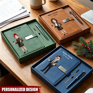 Customized Name & Cute Cartoon Designs—Workplace Appreciation Gifts, Christmas Exchange Gifts, Personalized Notebook Sets