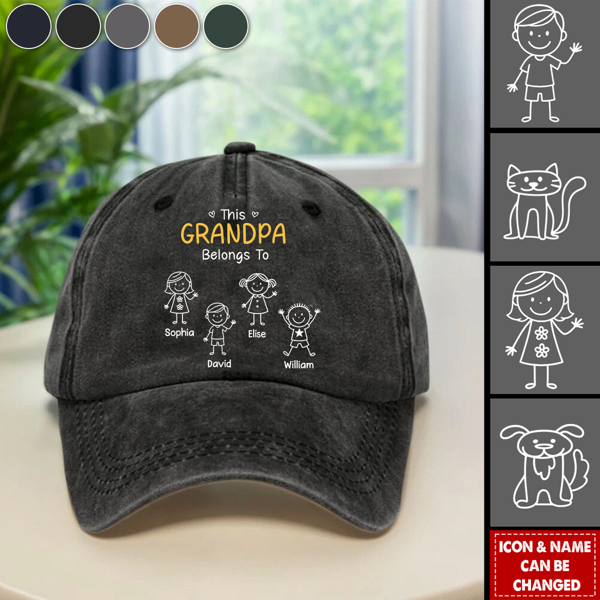 Custom Vintage Washed Denim Baseball Cap - Personalized Birthday Gifts For Dad, Grandpa - My Crew Makes Me Smile