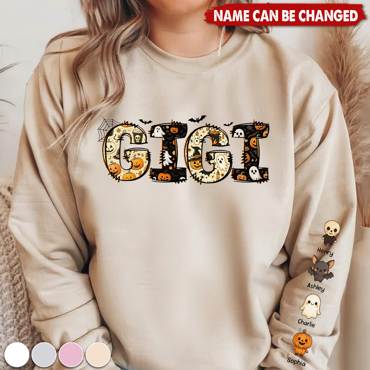 Personalized Halloween Mama Grandma Sweatshirt, Spooky Gift for Mom Grandma