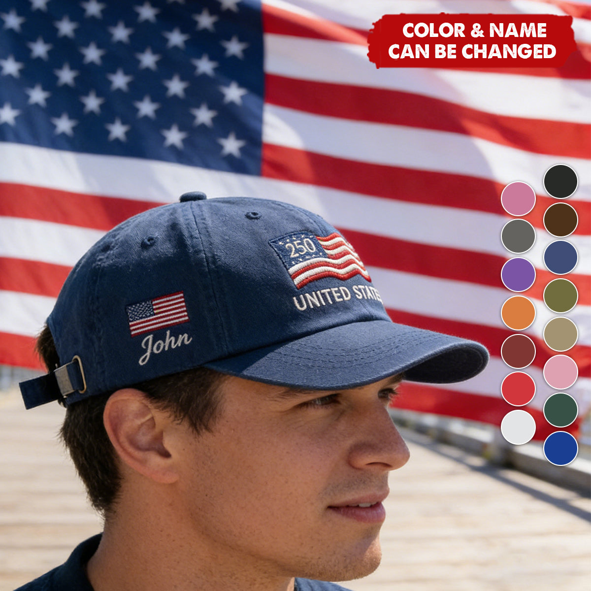250th Anniversary - Personalized Flag Patriotic Classic Cap