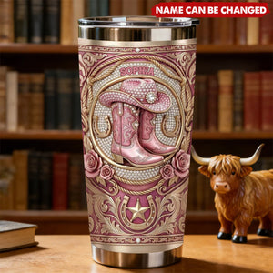 Vintage Western Cowgirl Tumbler - Personalized Gifts For Cowgirl