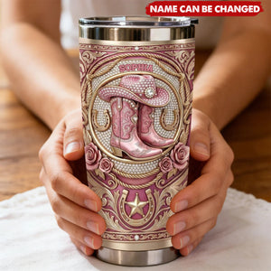 Vintage Western Cowgirl Tumbler - Personalized Gifts For Cowgirl