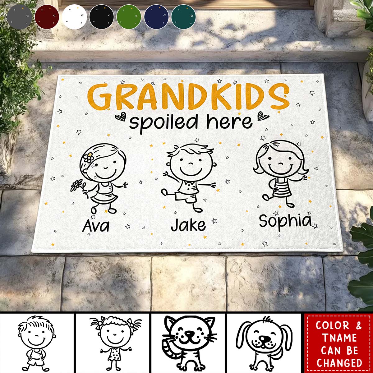Grandkids Spoiled Here Doodle - Personalized Doormat
