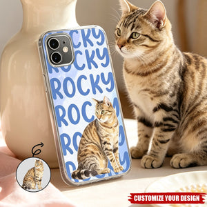 Custom Photo Realistic Watercolor Art Cute Dog Cat Portrait - Personalized Clear Phone Case