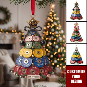 Weight Plate Tree Christmas Ornament, Personalized Gifts For Gym Lovers