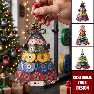 Weight Plate Tree Christmas Ornament, Personalized Gifts For Gym Lovers