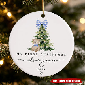 Personalized Baby First Christmas Ceramic Ornament, Custom Name Keepsake