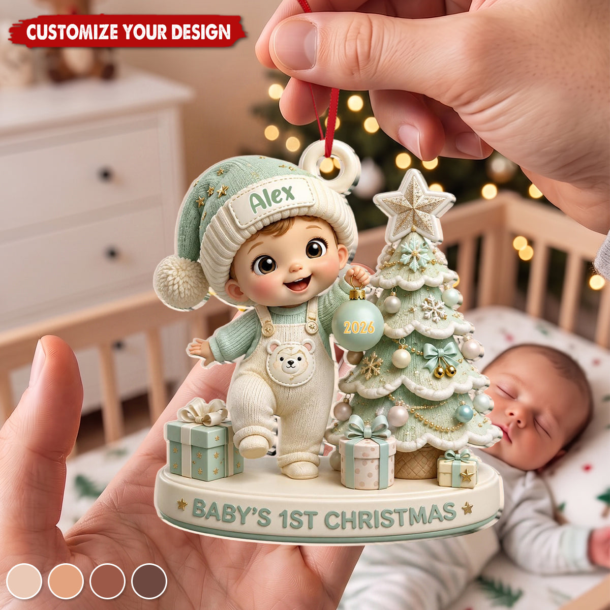 Personalized Baby's First Christmas Acrylic Ornament - Custom Baby Name Holiday Souvenir