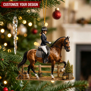 Personalized Equestrian Girl Acrylic Christmas Ornament, Custom Horse Rider Xmas Tree Keepsake Gift