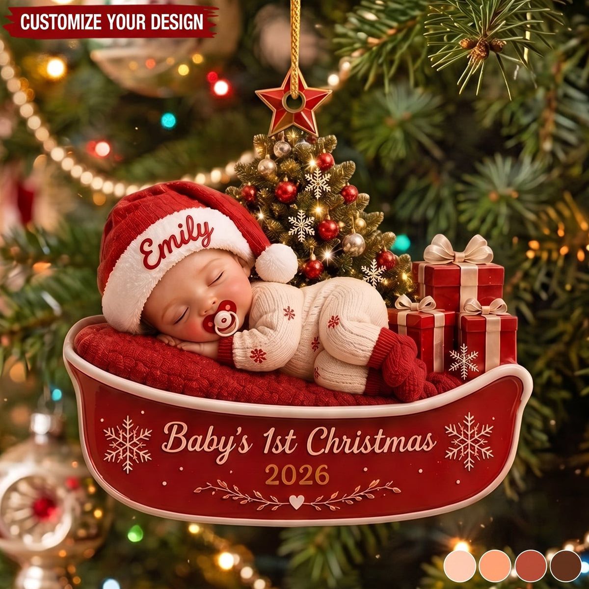 Personalized Baby First Christmas Acrylic Ornament, New Baby Shower Keepsake Gift
