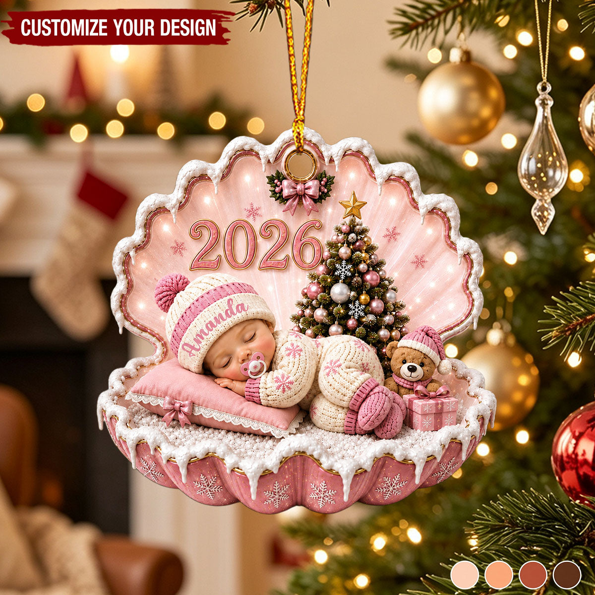 Personalized Baby First Christmas 2026 Acrylic Ornament, Custom Name Newborn Keepsake