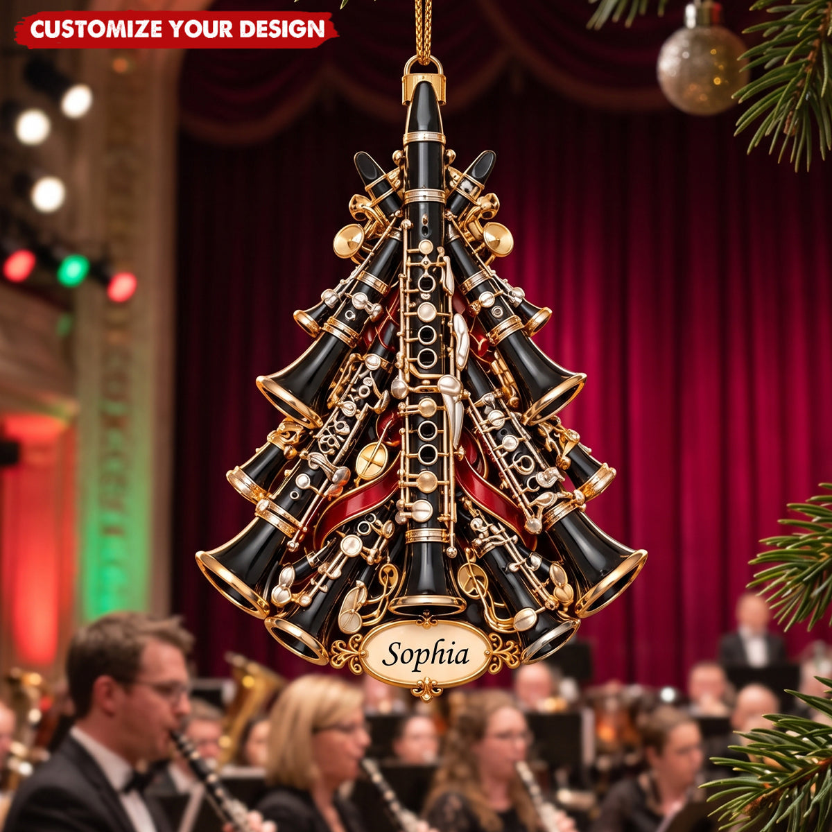 Personalized Clarinet Acrylic Christmas Ornament, Gift for Clarinet Players