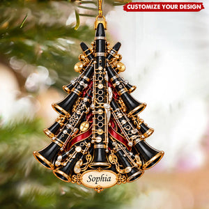 Personalized Clarinet Acrylic Christmas Ornament, Gift for Clarinet Players