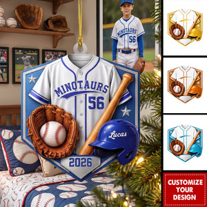 Personalized Baseball Player Acrylic Ornament, Custom Name & Jersey Number Gift