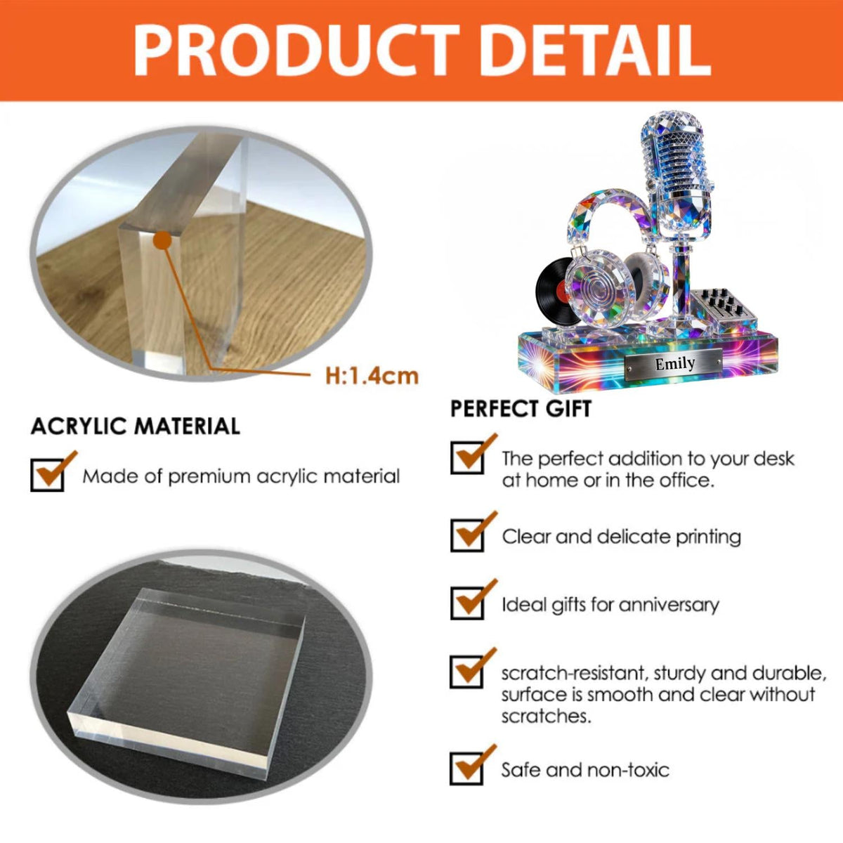 Microphone Headphone - Personalized Custom Shaped Acrylic Plaque