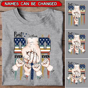 Best Dad Ever Hands To Hands Kids American Flag Personalized Shirt
