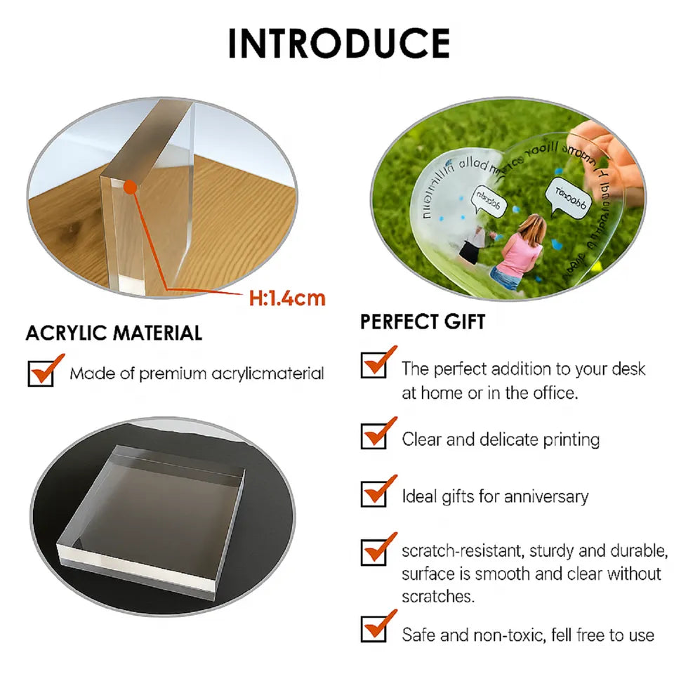 Together Forever - Personalized Acrylic Block Plaque - Anniversary, Valentine's Day Gift