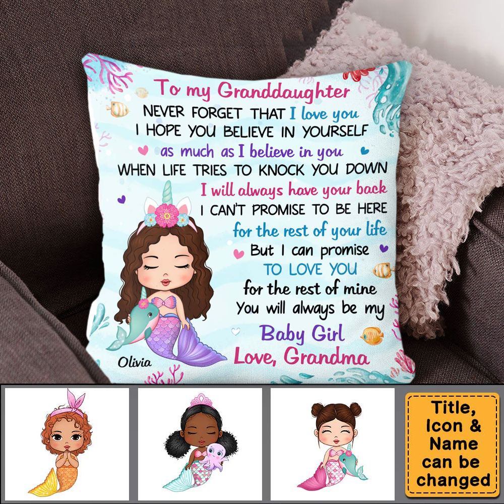 Gift For Daughter Granddaughter Little Mermaid Pillow