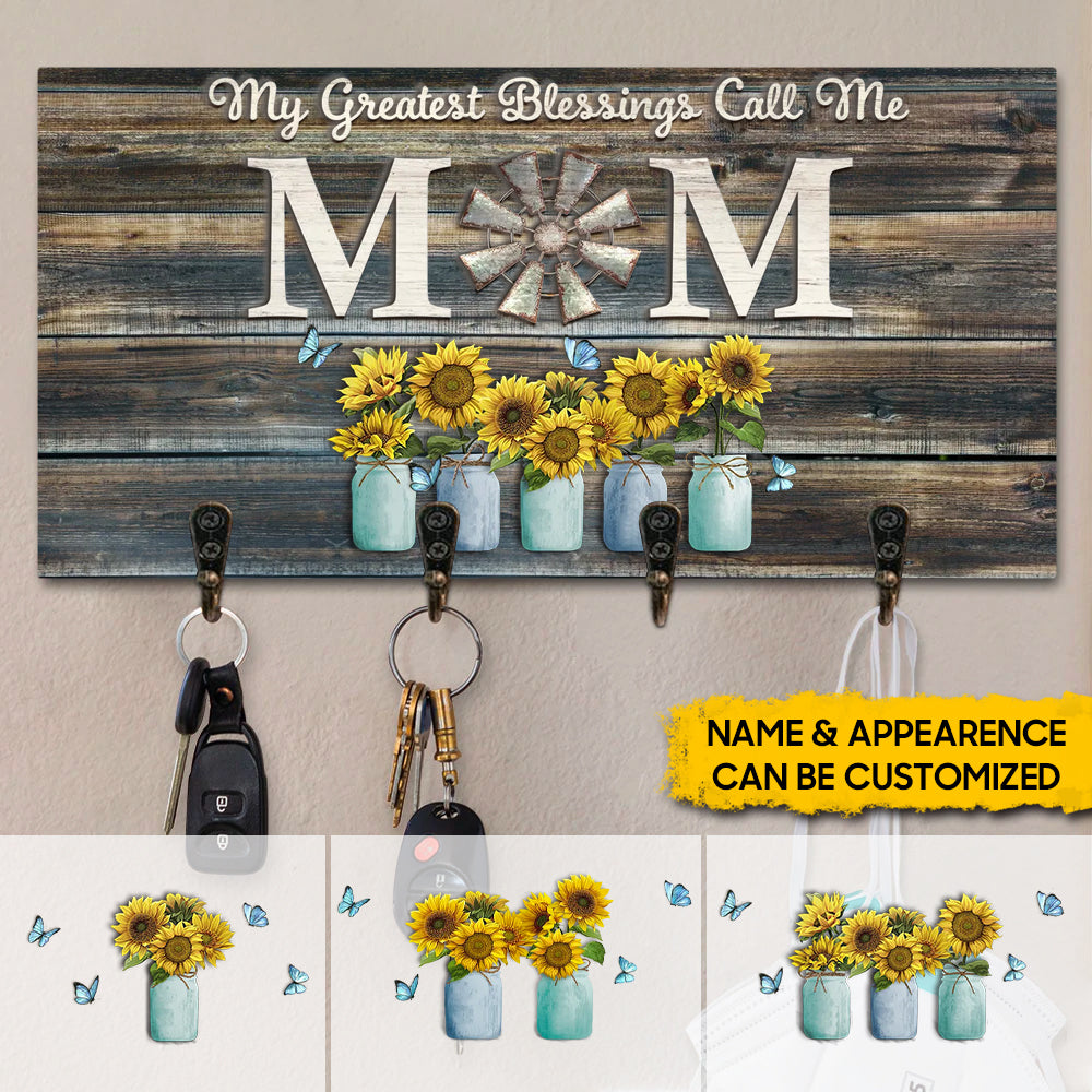 Personalized Gift For Mom My Greatest Blessings Call Me Mom Key Hanger