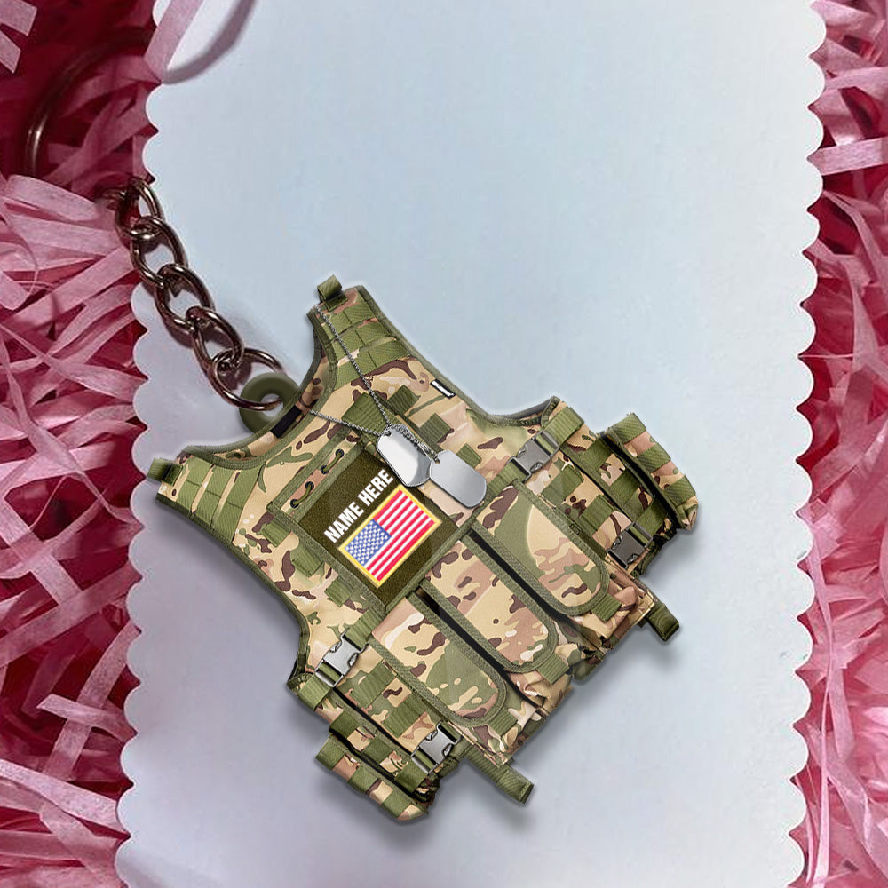 Personalized Military, Armed Forces Tactical Combat Vest Acrylic Keychain