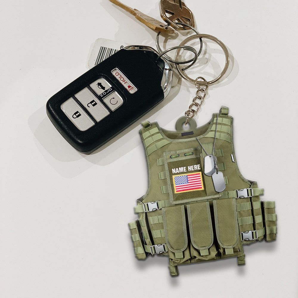 Personalized Military, Armed Forces Tactical Combat Vest Acrylic Keychain