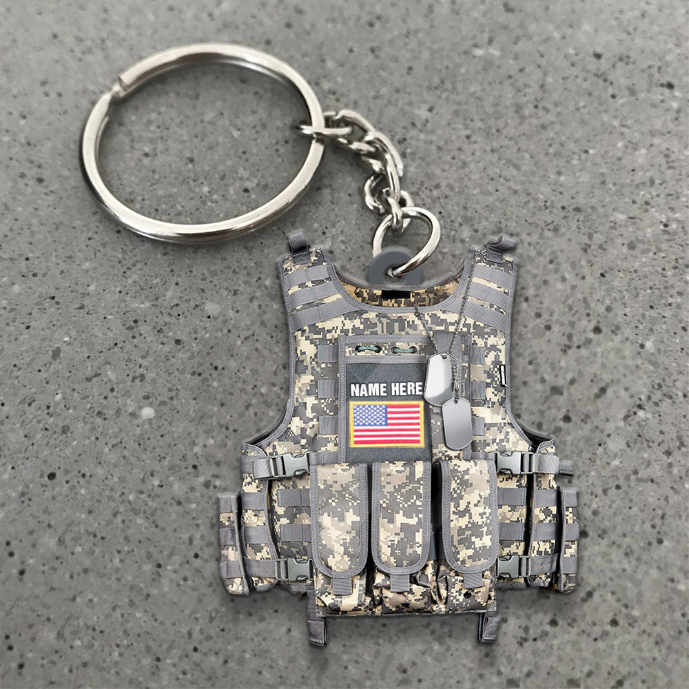 Personalized Military, Armed Forces Tactical Combat Vest Acrylic Keychain