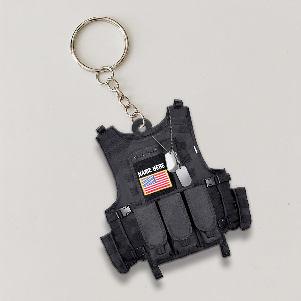 Personalized Military, Armed Forces Tactical Combat Vest Acrylic Keychain