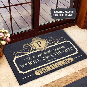 Personalized Elegant Family Home Serve The Lord Doormat