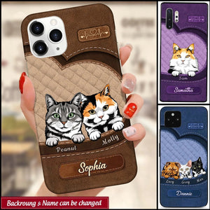 Personalized Dog/Cat Mom Puppy/Kitty Pet Dogs/Cats Lover Texture Leather Phone case