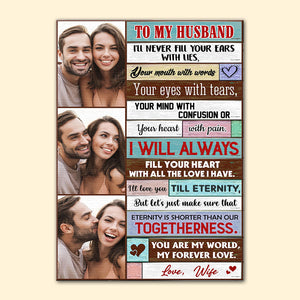 To My Husband/Wife, Love Wife/Husband - Personalized Horizontal Photo Poster