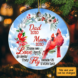 Personalized Memo Cardinal Those We Loved Don't Go Away Circle Ornament