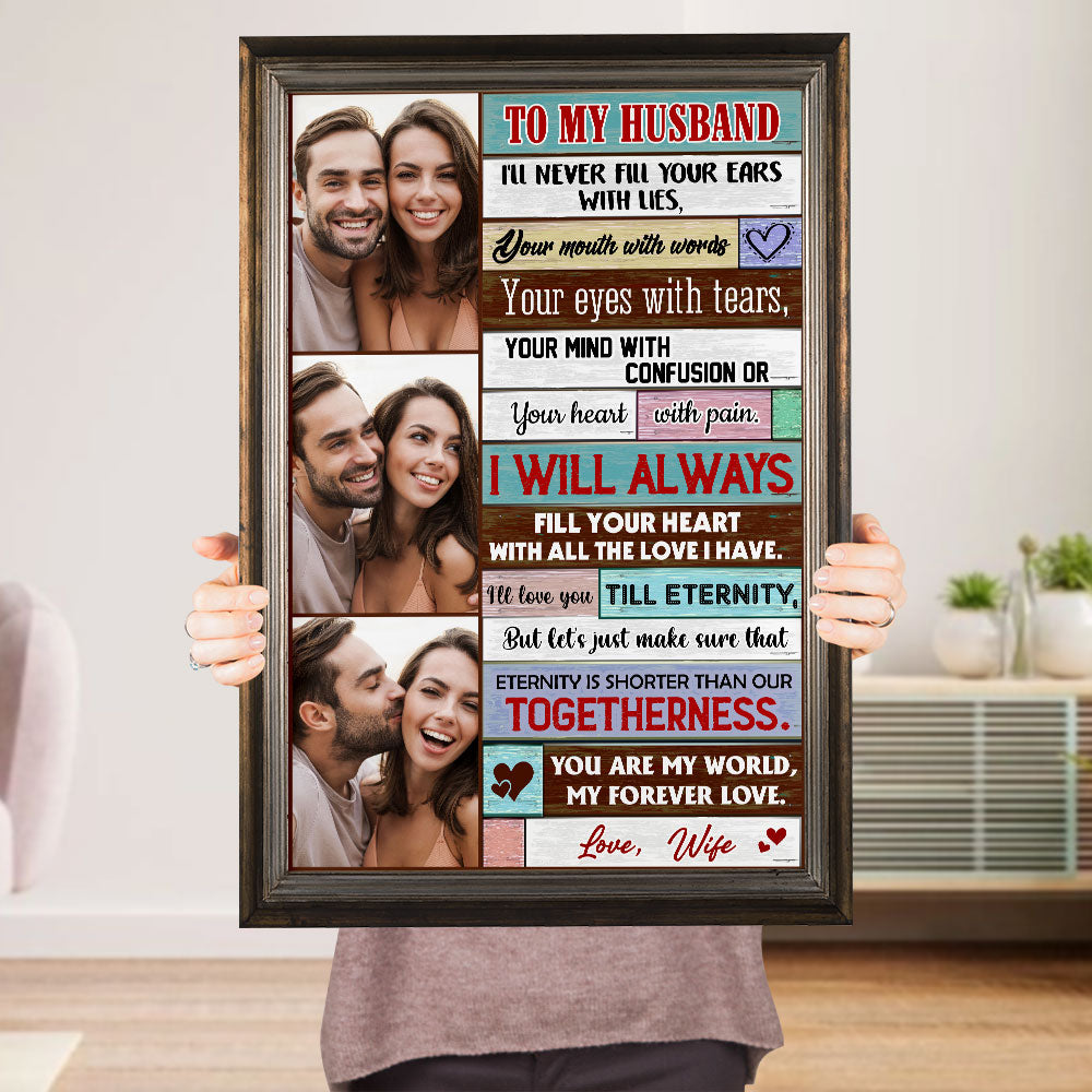 To My Husband/Wife, Love Wife/Husband - Personalized Horizontal Photo Poster