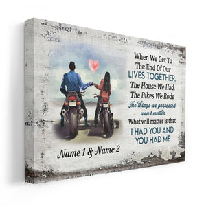 I Had You And You Had Me - Personalized Horizontal Motorbike Couple Poster