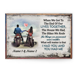 I Had You And You Had Me - Personalized Horizontal Motorbike Couple Poster
