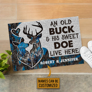 Personalized Deer Color Couple Camo Live Here Customized Doormat