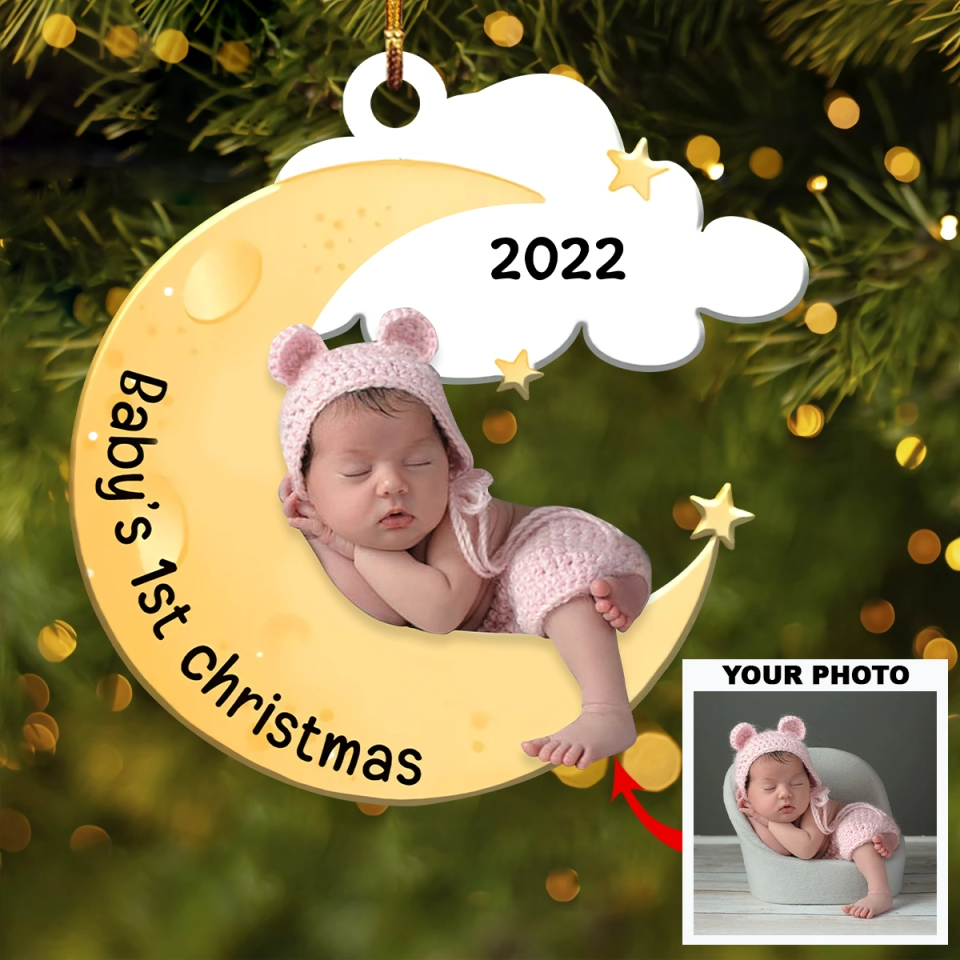 Personalized Cute Kids First Christams Photo Ornament