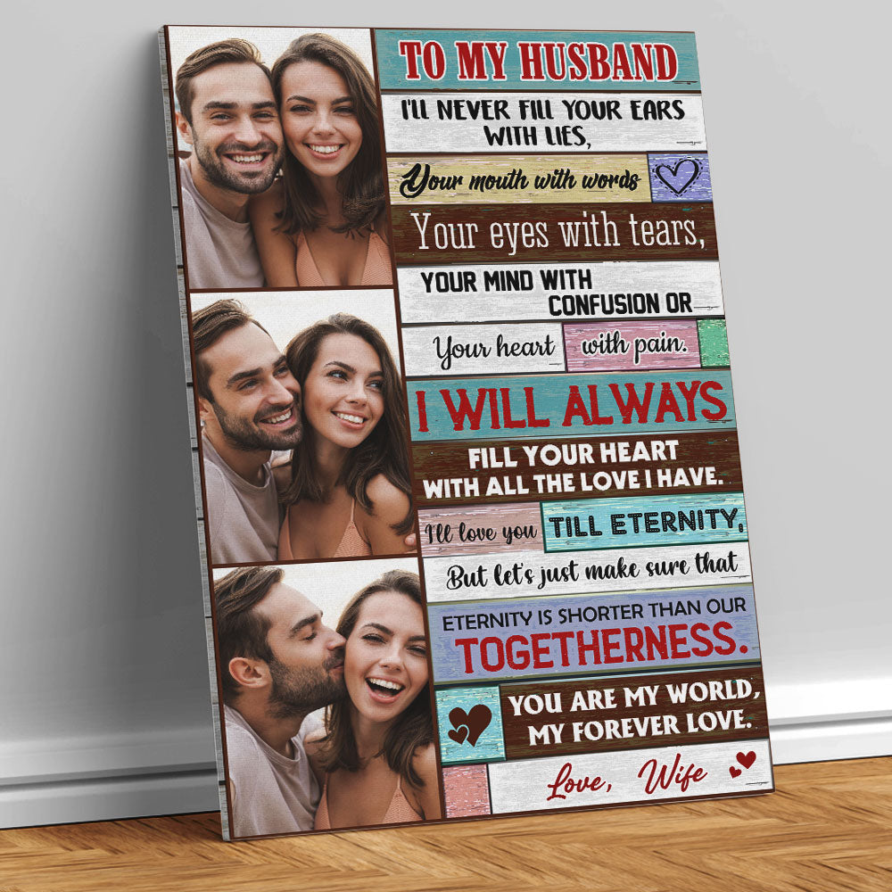 To My Husband/Wife, Love Wife/Husband - Personalized Horizontal Photo Poster