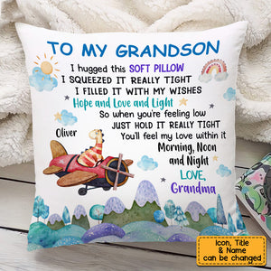Personalized Grandson Dinosaur Hug This Pillow