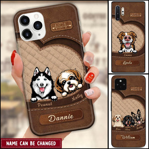 Personalized Dog/Cat Mom Puppy/Kitty Pet Dogs/Cats Lover Texture Leather Phone case