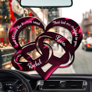 Pink Couple Rings God Blessed Personalized Ornament