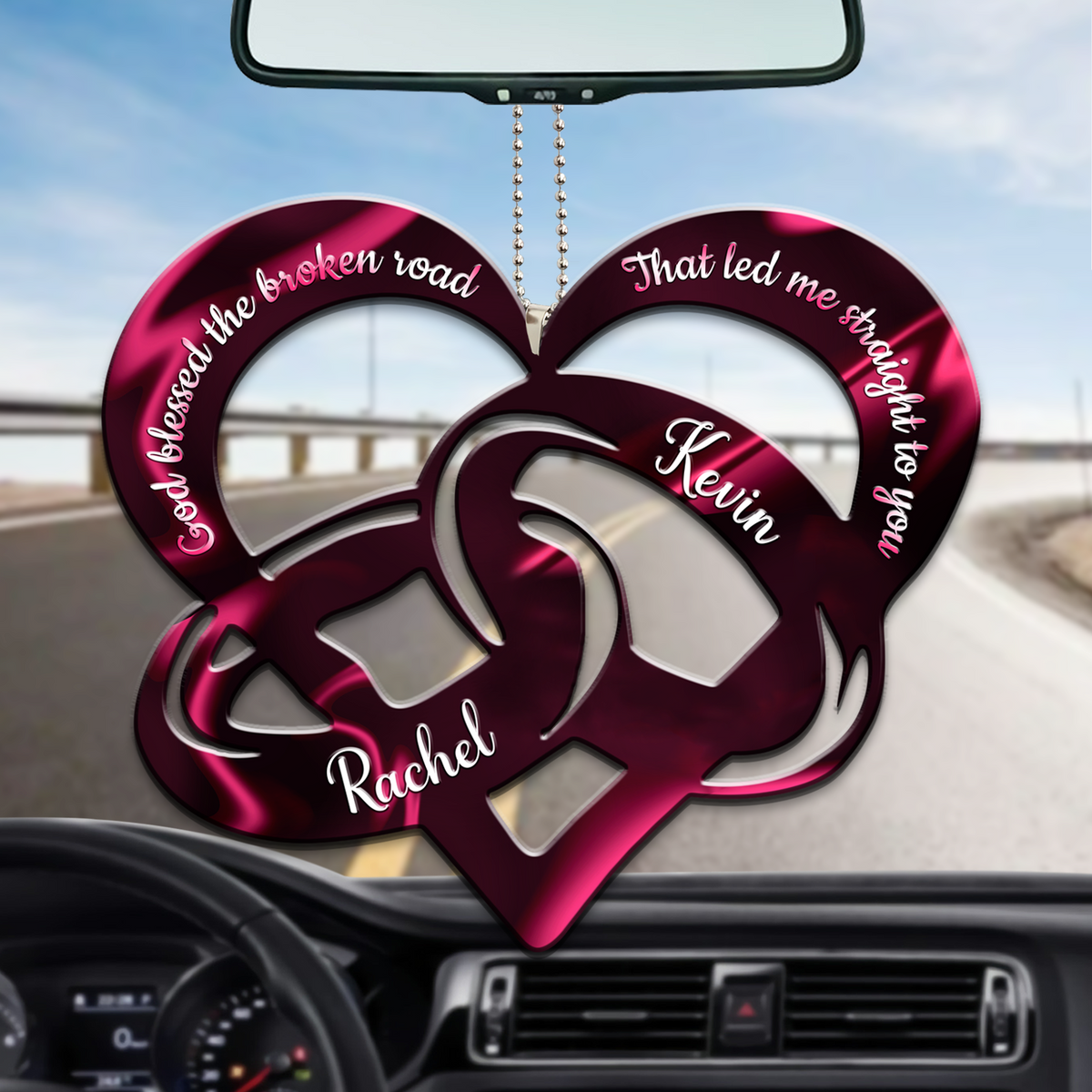 Pink Couple Rings God Blessed Personalized Ornament