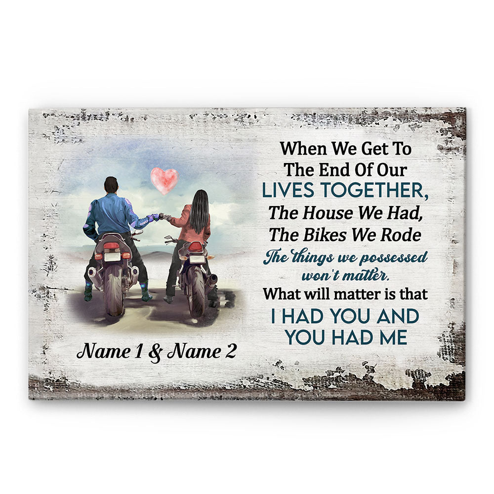 I Had You And You Had Me - Personalized Horizontal Motorbike Couple Poster