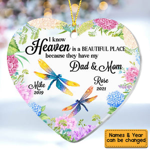 Personalized Memo Dragonfly Heaven Is A Beautiful Place Ornament Heart Ornament